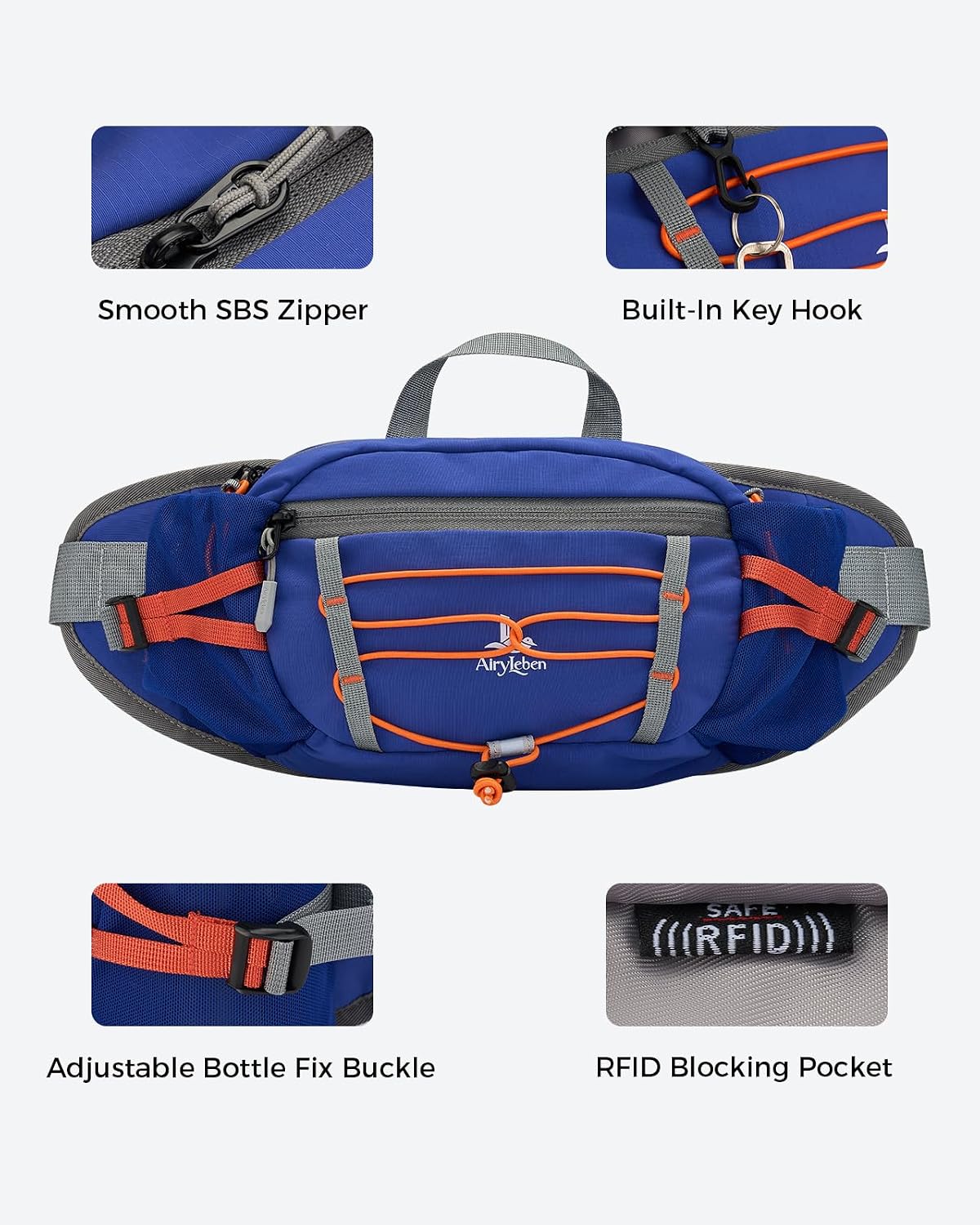 Fanny Pack with 2 Water Bottle Holder for Women Men, Waist Bag