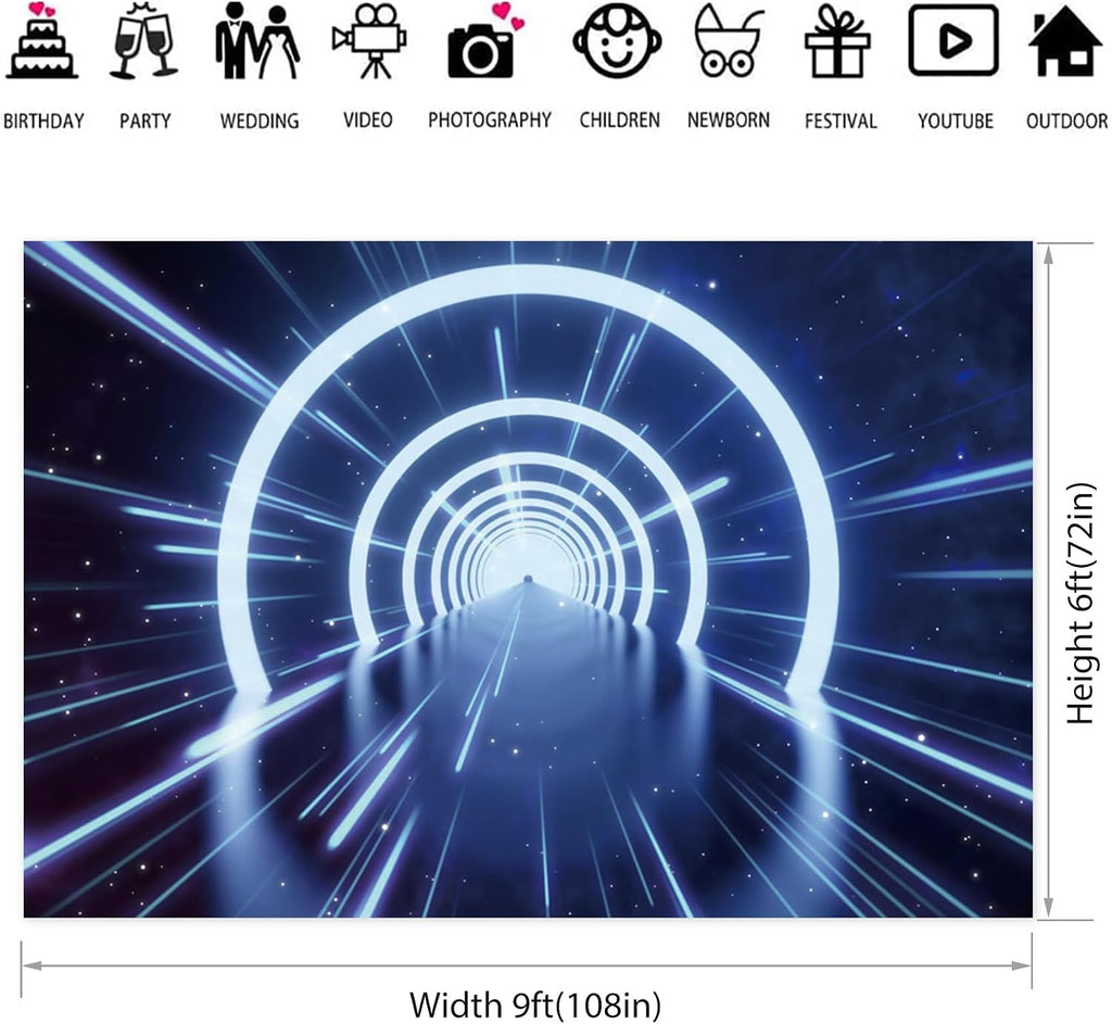 7x5ft Future Tunnel Backdrop Science Fiction Theme Space Interstellar Travel Time Tunnel Photography Background Club Party Space Time Tunnel Decor Banner Adult Portrait Wallpaper