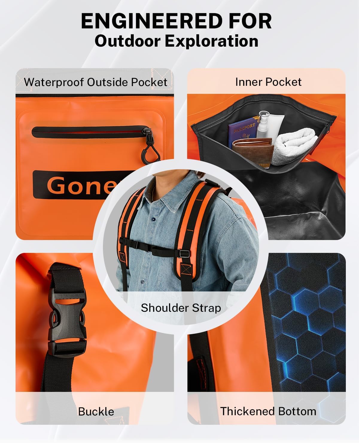 Gonex Waterproof Duffel Bag, 150L Heavy Duty Dry Bag, Reinforced Bottom