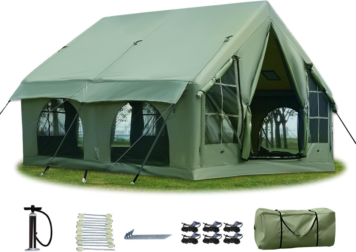 KNUO Large Inflatable Camping Tent with Rain Cover