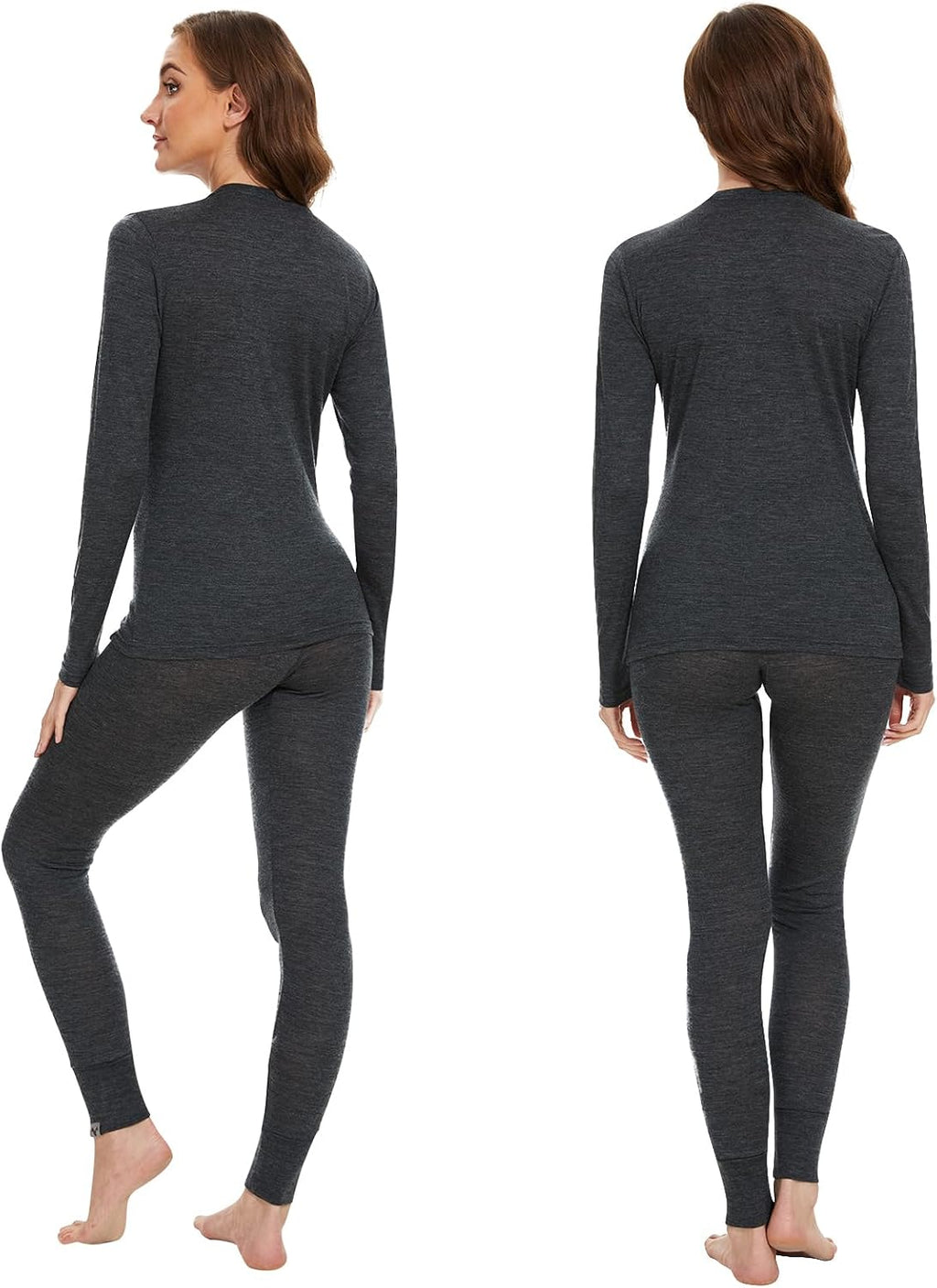 100% Merino Wool Base Layer Set Women - Thermal Underwear Long Johns PJs