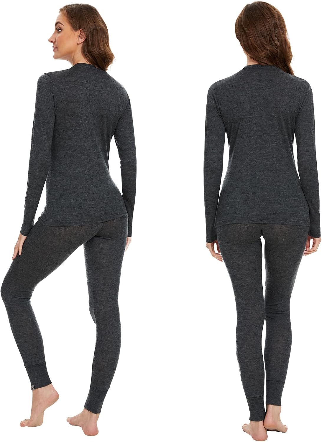 100% Merino Wool Base Layer Set Women - Thermal Underwear Long Johns PJs