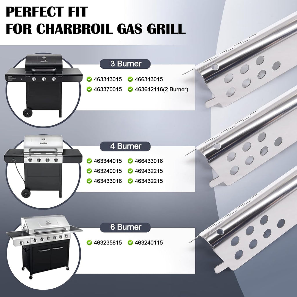Grill Replacement Parts for Charbroil Advantage 3 Burner 463343015, 463335115, 463435115, 463436815, 463370015. Heat Plate, Burner Tube, Igniter and Crossover Tube for Char-broil Advantage Grill Parts
