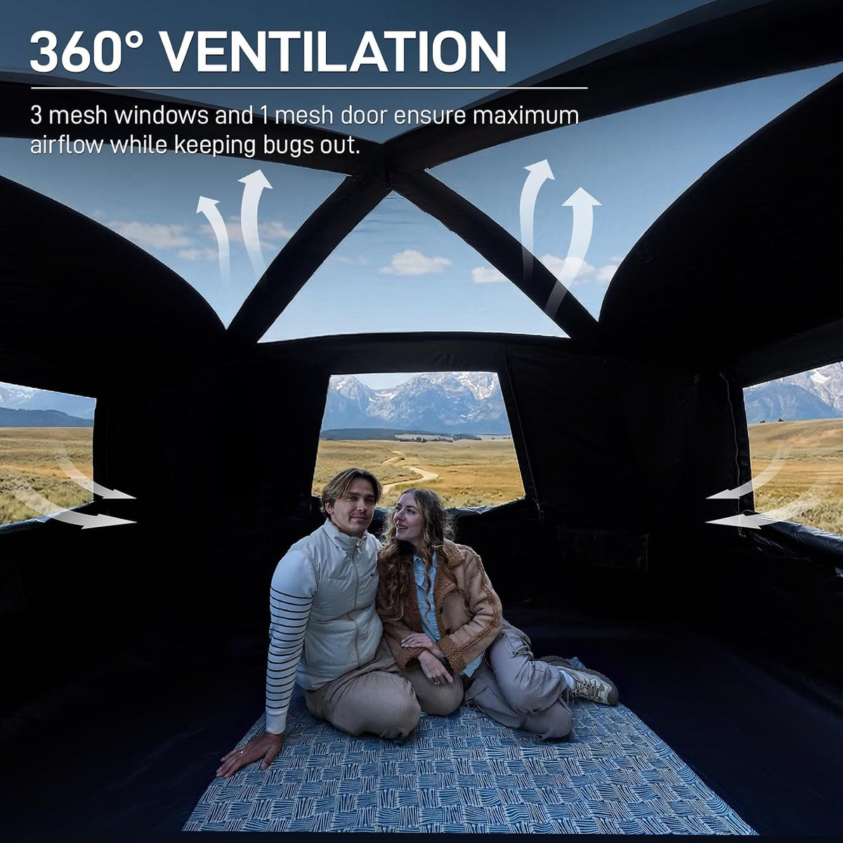 EVER ADVANCED Blackout Design 6 Person Camping Tent with 80 sq.ft Massive Vestibule, Large Mesh Screen Room, 81in Tall Expanded Headroom, Blackout Coating, 4000mm Water-Resistant Compact Orange