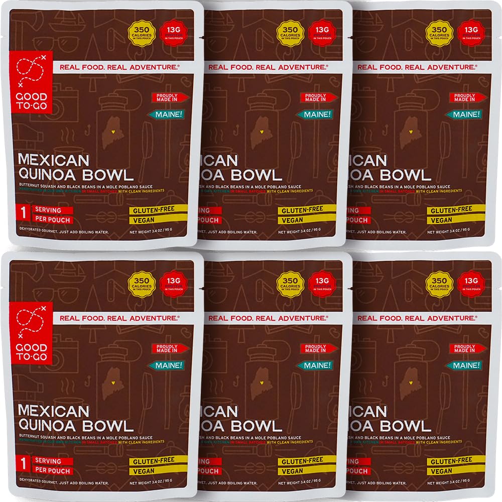 GOOD TO-GO Mexican Quinoa Bowl (6-Pack of Single Servings) | Camping & Backpacking Food | Just Add Water Backpacking Meals | Good To-Go Dehydrated Meals Taste Better Than Freeze Dried Food