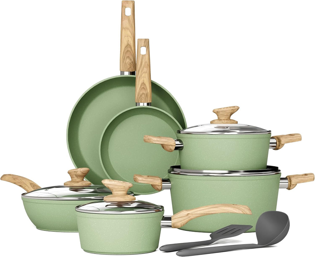 DishDelight 12 Piece Pots and Pans Set, Nonstick Kitchen Cookware Sets