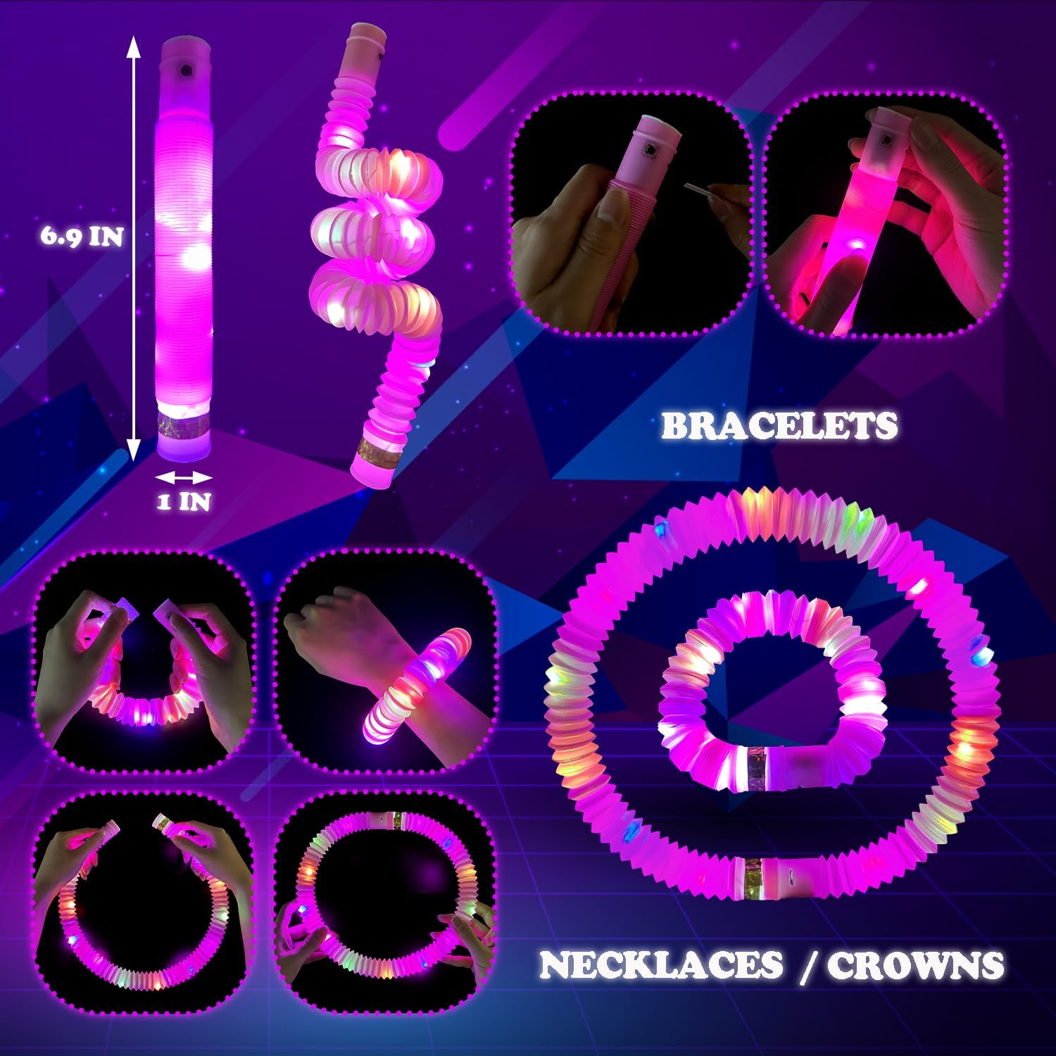 24 PCS Pink Glow Sticks Party Favors Supplies Toys Gifts for Kids Adults