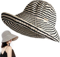 huablo Brim Sun Hats for Women Striped Hat Floppy Packable SPF UPF 50 UV Protection Beach Vacation Hat