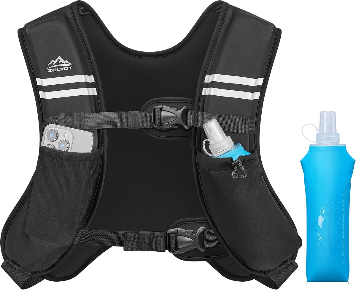Zelvot Weighted Vest with 500ml Soft Flask and Phone Holder, 8lb/12lb/16lb
