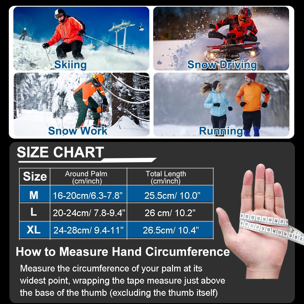 Winter Gloves for Men Women, Cold Weather Gloves for Skiing Snow Glove, Thermal Waterproof Gloves Windproof Warm Gloves for Outdoor Running,Cycling,Hiking, Driving, Freezer Work