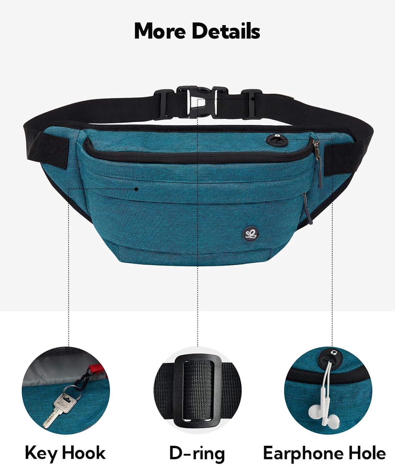 WATERFLY Fanny Pack Waist Bag: Large Crossbody Fannie Bum Belt Bag Hip Phanny Pack for Men Women Outdoor Sport Hiking Traveling Walking