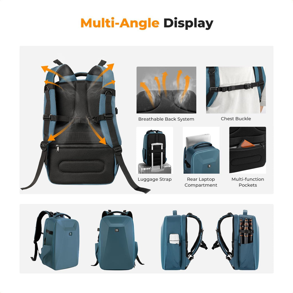 K&F CONCEPT Camera Backpack,Hardshell Photography DSLR Camera Bag