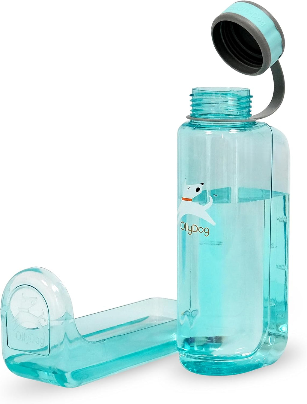 OllyDog OllyBottle Tritan Water Bottle with Detachable Dog Bowl | BPA Free Leakproof | 20oz | Share Water with Your Dog | Hiking Travel Camping (600ML, Hot Pink)
