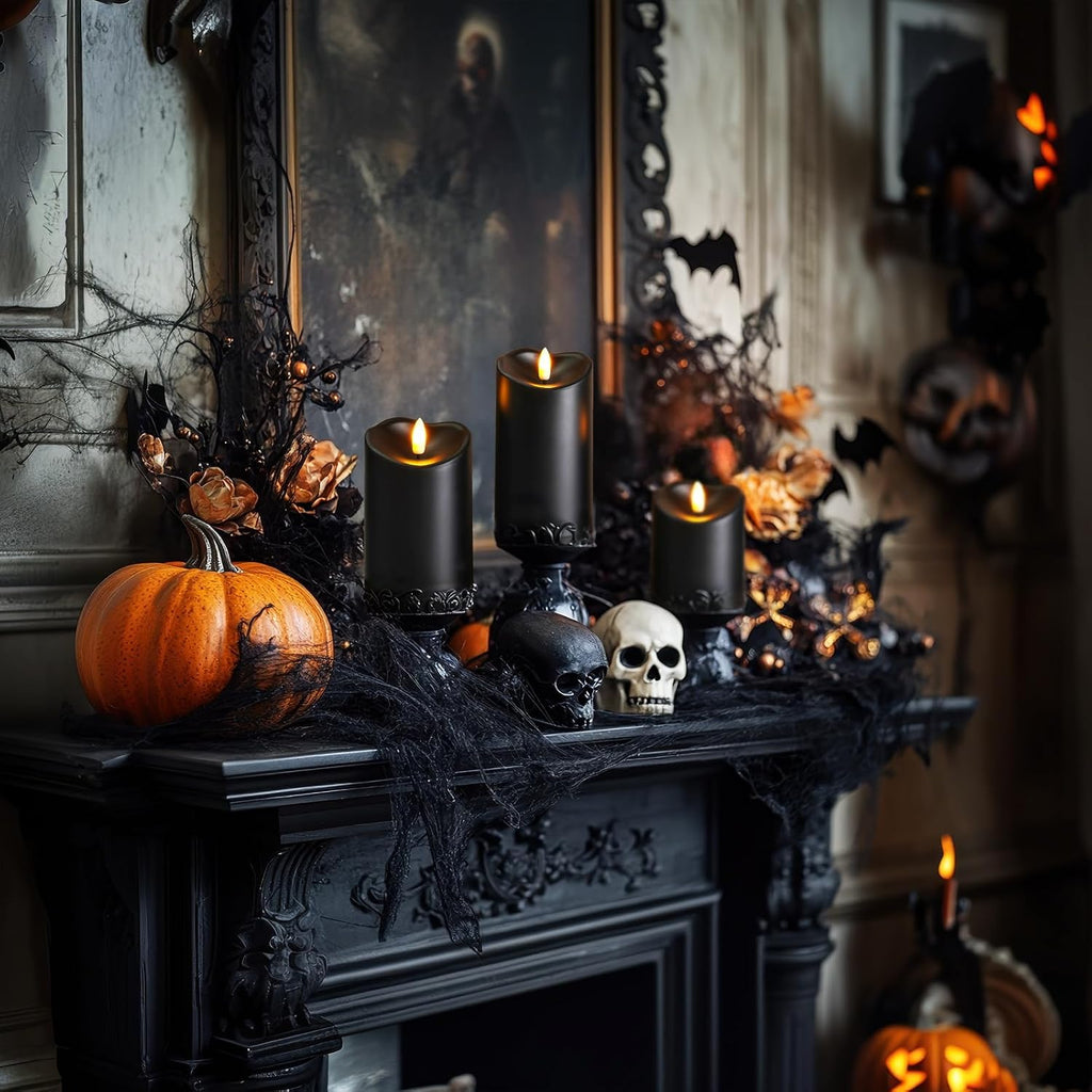 Homemory Black Flameless Candles Outdoor Waterproof, LED Halloween Candles