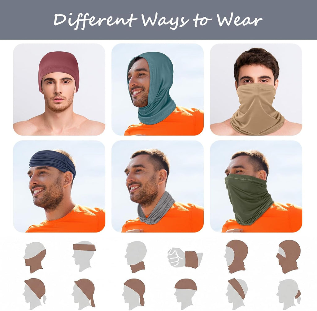 Geyoga Neck Gaiter Cooling Face Bandana Mask for Men, Earth Tones, 9 Pcs