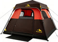 3/4 Person Camping Tent with 1 Door, 4 Windows, and Upgraded Ventilation– Instant Setup, Waterproof, 8'x 8'x 67''Oxford Fabric Floor Pop Up in 60 Seconds Includes Rainfly and Backpack
