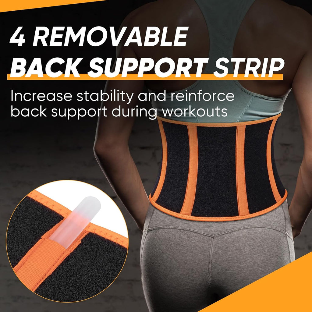 APEXUP Waist Trainer for Women Lower Belly Fat, Men Sweat Band, Stomach Wrap, Waist Trimmer with Removable Lumbar Support