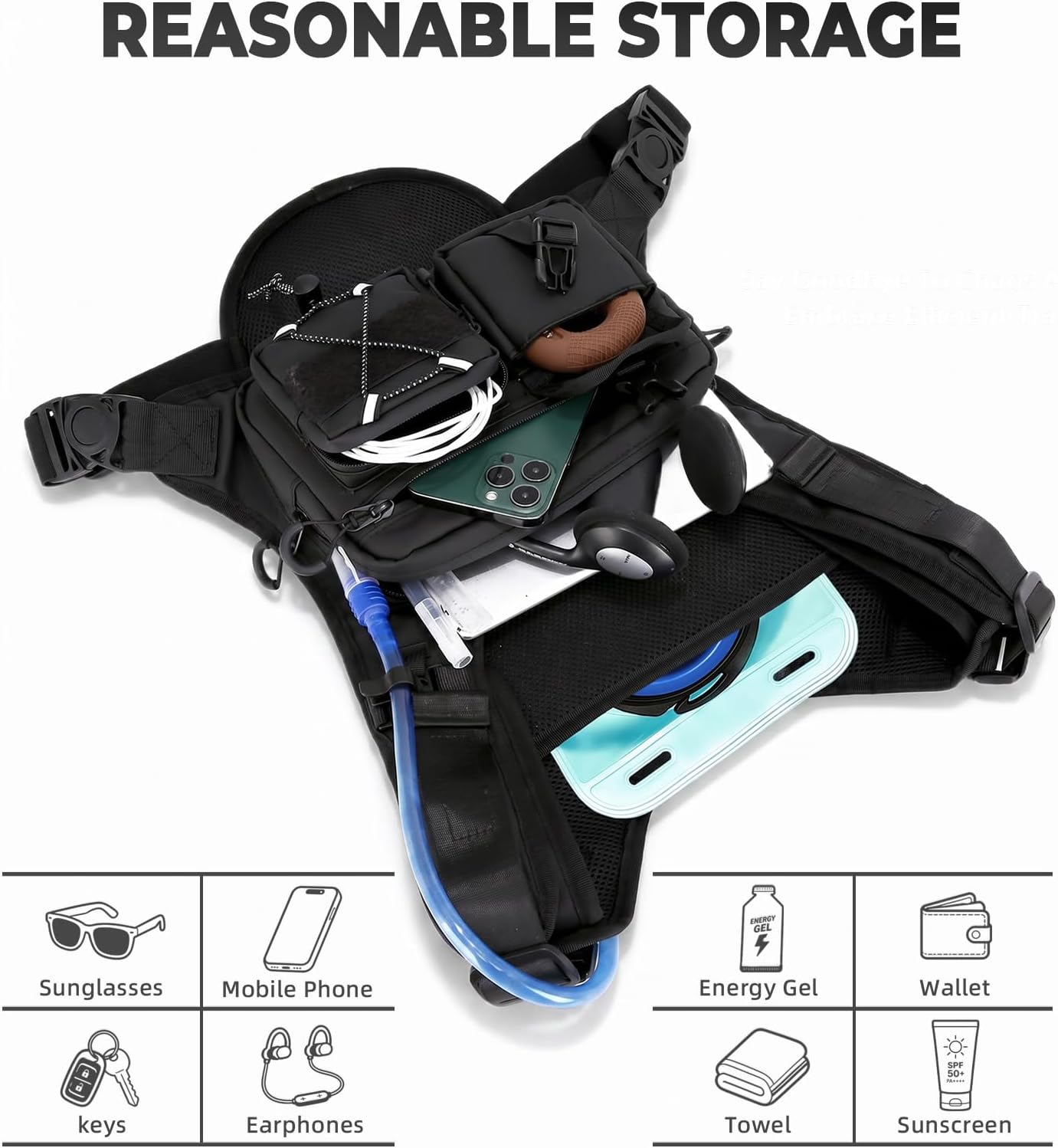 Criuage USA Patent Running Hydration Vest Backpack, Lightweight Chest Pack with 2.0L Water Bladder Bag Daypack for Hiking Running Cycling Race Marathon for Women Men