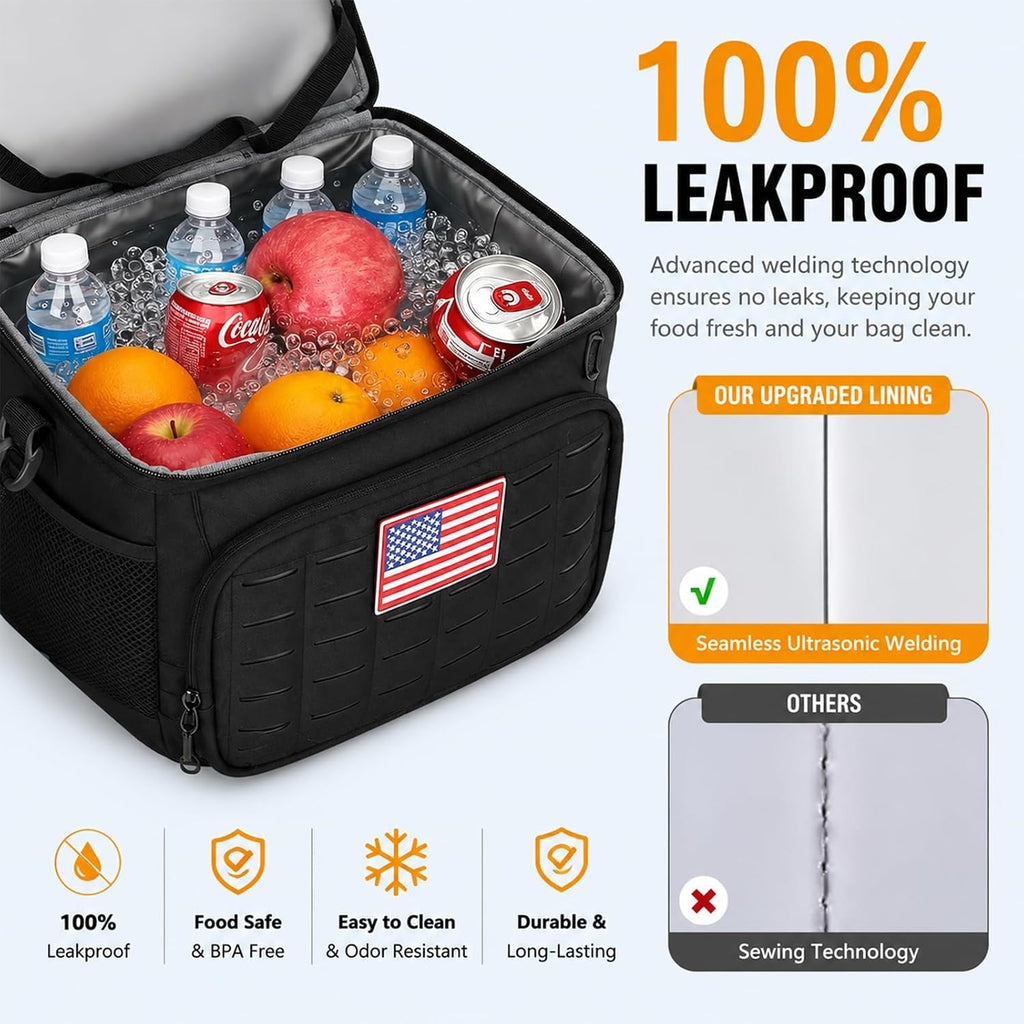 Goloni Lunch Box for Men & Women, Small Cooler Soft Thermal Leakproof Bag with Shoulder Strap, Multi-Pockets for Picnic, Beach, Camping