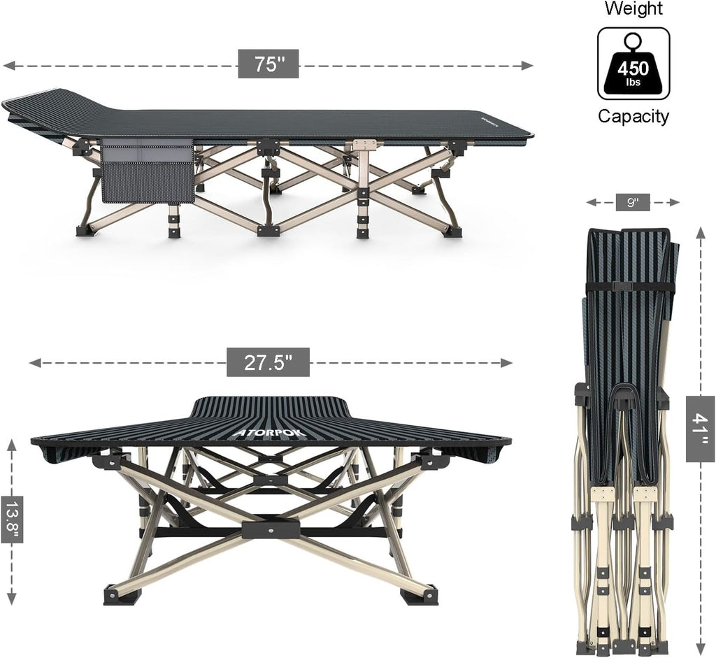 ATORPOK Camping Cot for Adults Comfortable, Tent Folding Cot for Sleeping