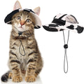 DENTRUN Cat Bucket Hat with Ear Hole, Cotton Birthday Bonnet for Small Pets