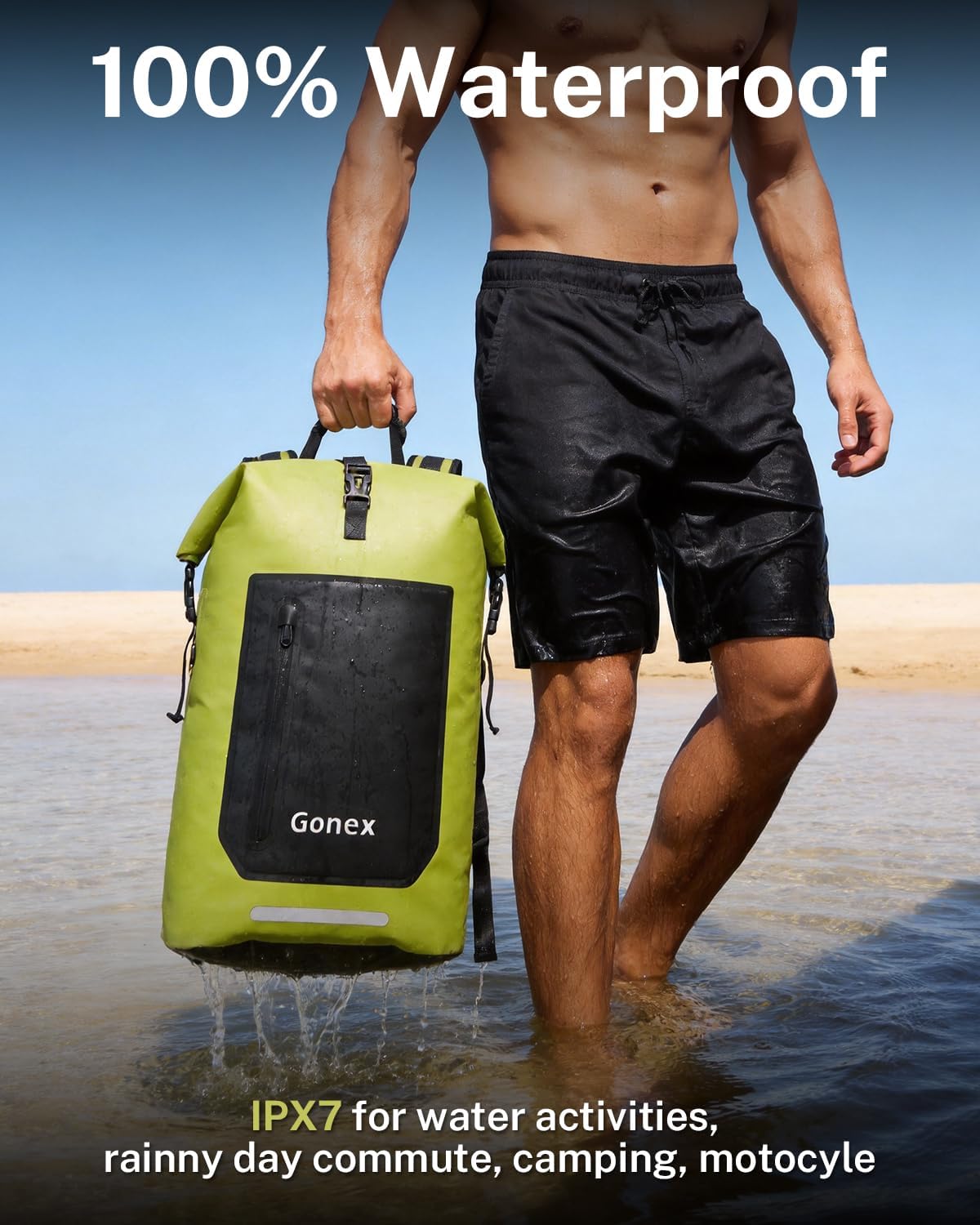 Gonex Waterproof Ultralight TPU Backpack 55L Roll Top Dry Bag, Kayaking