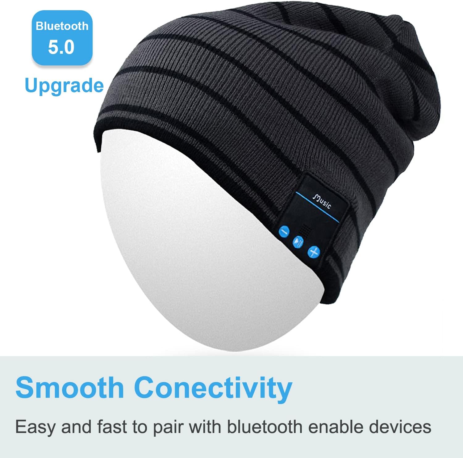 Rotibox Bluetooth Beanie Hat with Headphones for Outdoor Sports Xmas Gifts