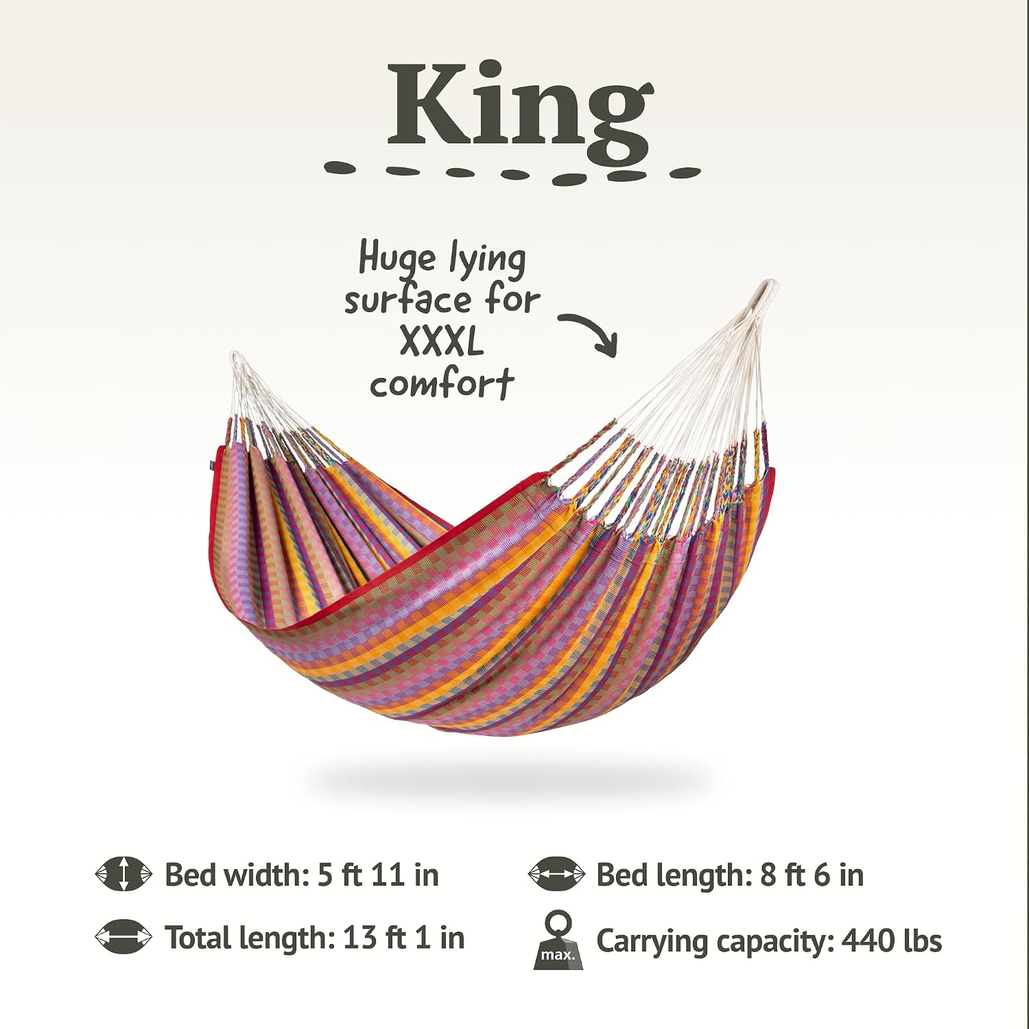 LA SIESTA Flora Hammock, Transform Your Backyard or Porch into a Relaxation Oasis, Ultra Soft Cotton, Max 440 Lbs, Family Hammock, King, Flowers