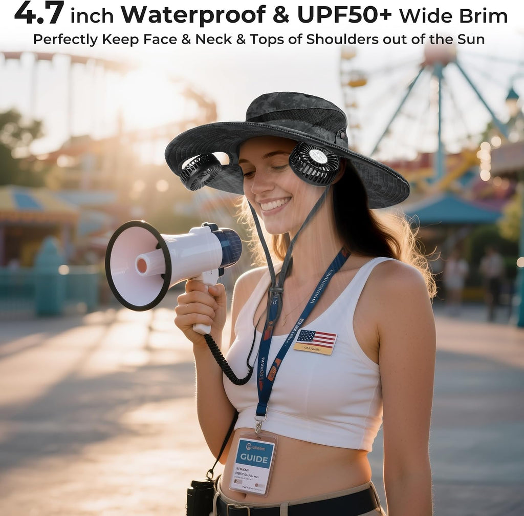 AMACOOL Bucket Hat Fan, Gifts for Him Father Dad Husband, Fishing Essentials for Women Men Camping Hiking Beach Gardening