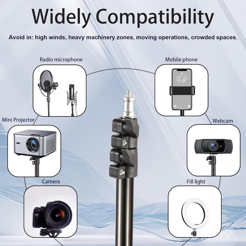 Professional Tripod Stand, Mini Projector Tripod,Adjustable Height Light Stand for Ring Light/Webcam/Mini Projector/Phone, Portable Light Duty Support (Black,22"-63")