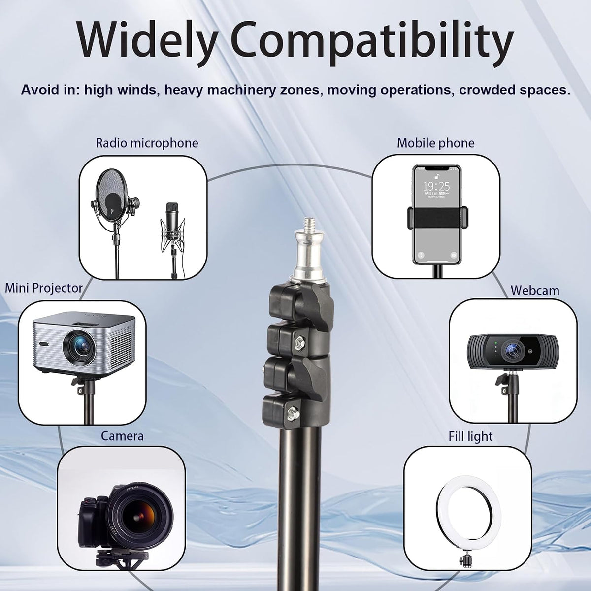 Professional Tripod Stand, Mini Projector Tripod,Adjustable Height Light Stand for Ring Light/Webcam/Mini Projector/Phone, Portable Light Duty Support (Black,22"-63")