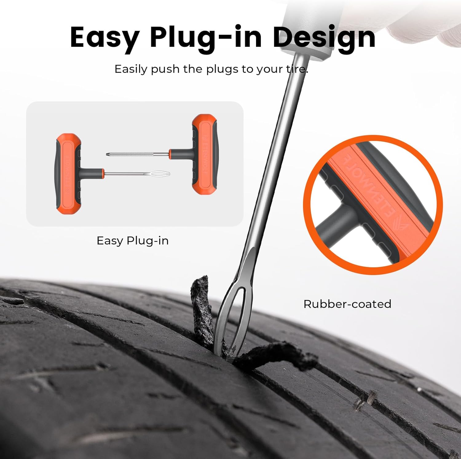 ETENWOLF Tire Repair Kit 42 Pcs, Heavy Duty Tire Plug Kit to Fix Punctures