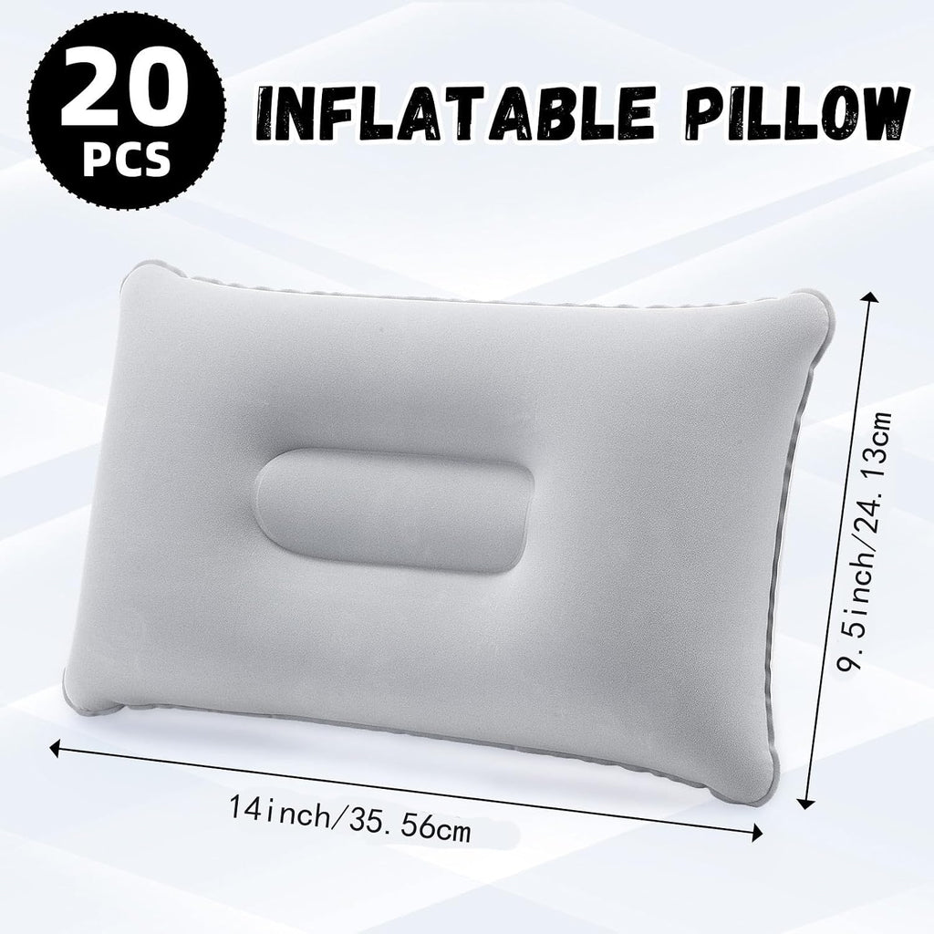 Geelin 20 Pack Inflatable Pillows for Camping Charity Donations, Grey