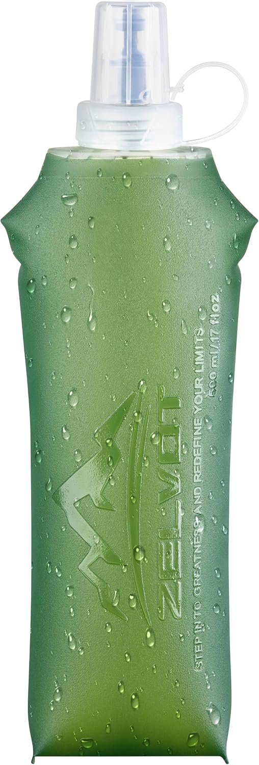 Zelvot 2 Pack Running Vest Collapsible Water Bottle, TPU 500ml Soft Flask