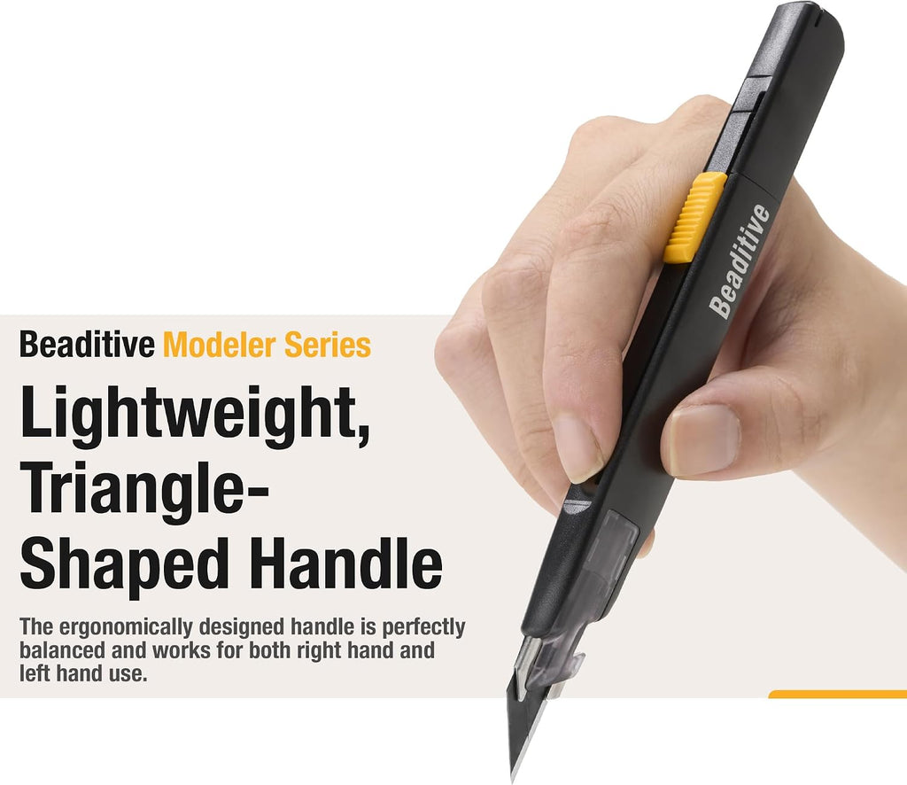 Beaditive High Precision Detail Craft Knife with 10 Blades - 30 Degree Blade Utility Knife - Art, Craft, Model Making (1 Black Knife, 10 Black Blades)