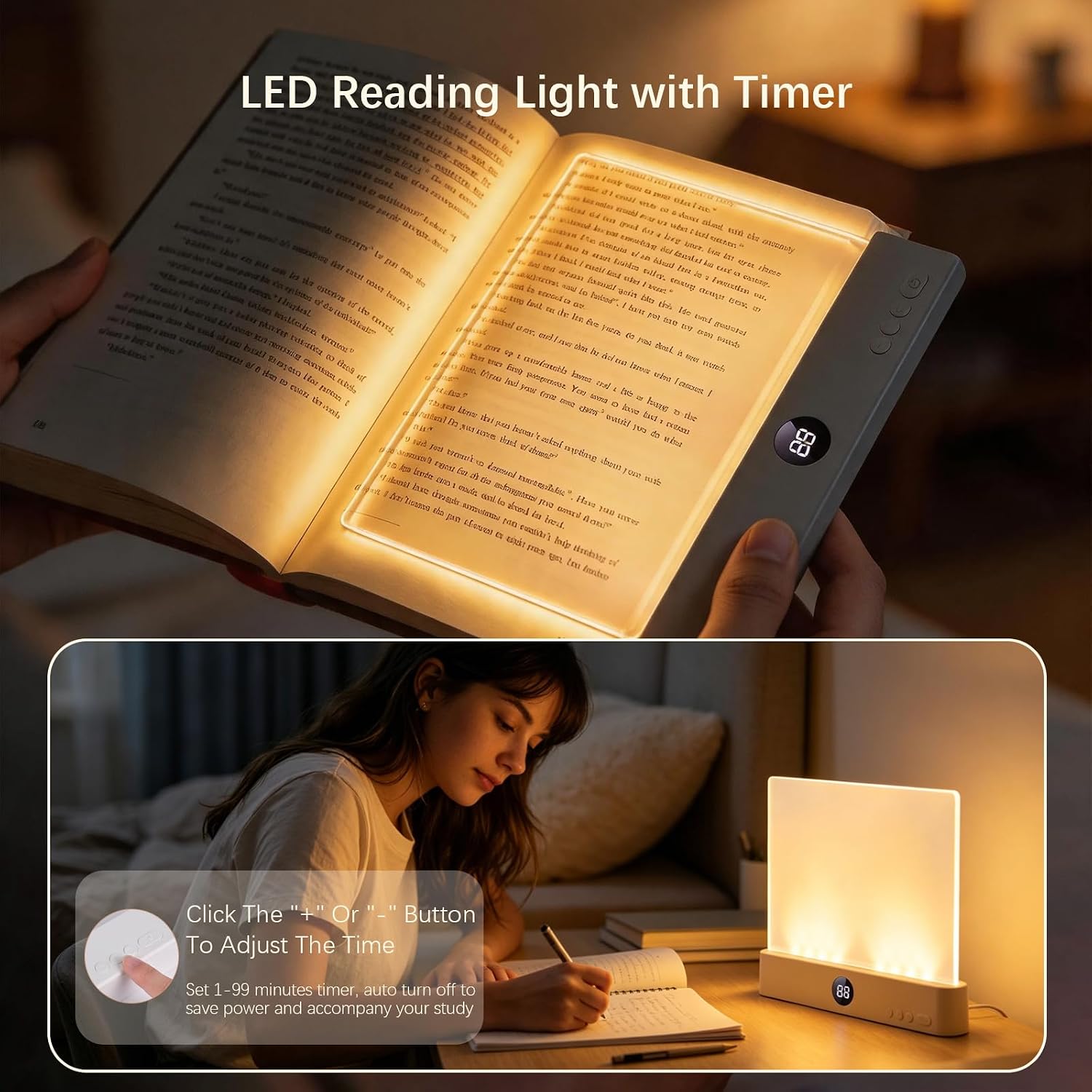 Choudao LED Book Light & Night Light 2 in 1, Dimmable Flat Reading Light (Black)