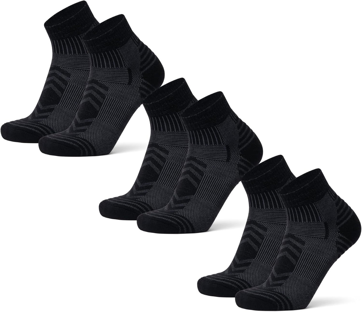 DANISH ENDURANCE Merino Wool Hiking Socks, Low-Cut, 3-Pack