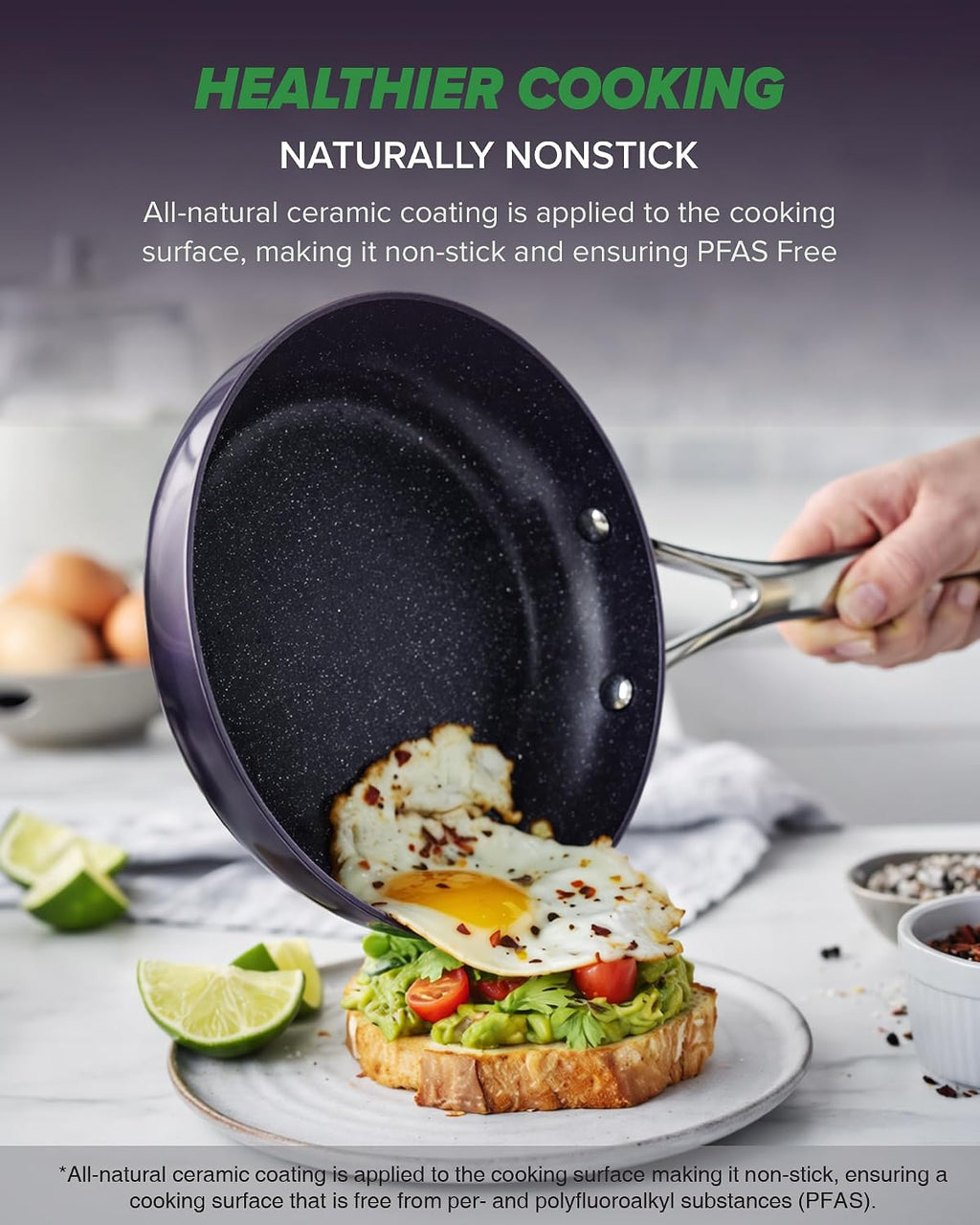 Nuwave Essential Series 5PC Ceramic Cookware Set PFAS-Free, Dishwasher Safe