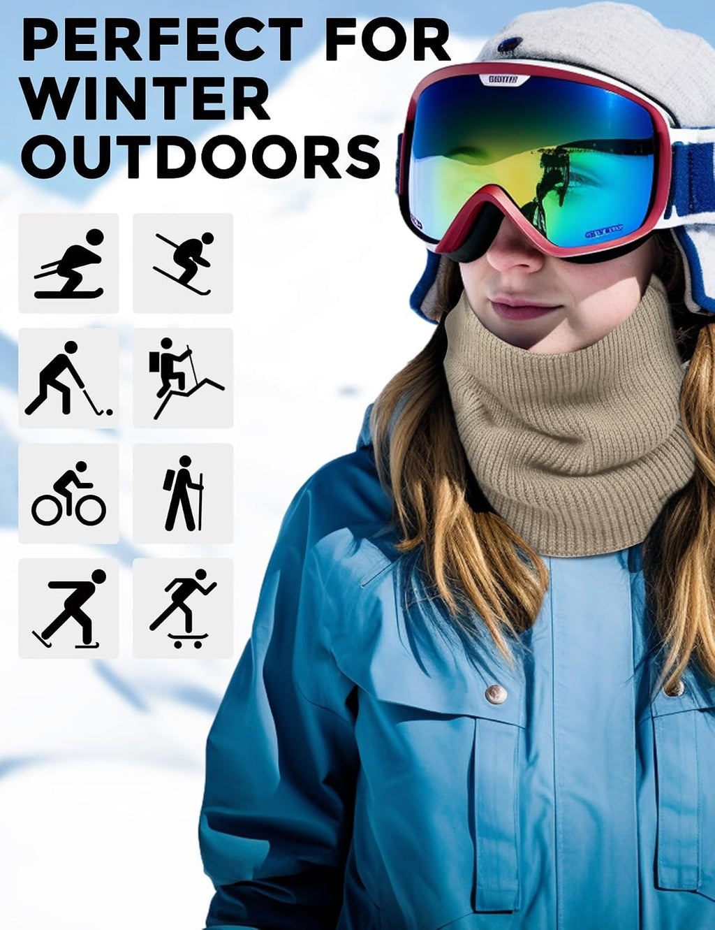 Buauty Neck Warmer Gaiters for Men Women Winter Neck Scarves Fleece Cold Weather Gear Ski Accessories Nose Ear Face Mask