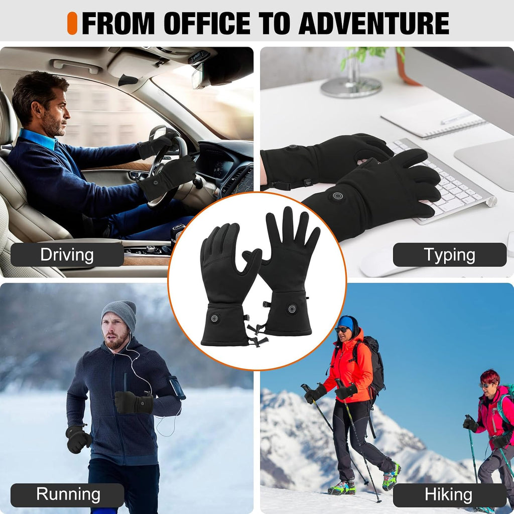 Heated Glove Liners for Men Women Rechargeable Heated Gloves with 3 Heat Settings, Thin Liners for Running Hiking Cycling Skiing Winter Activities