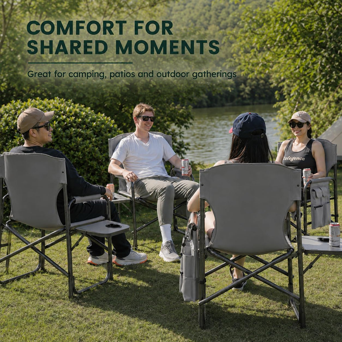 Colegence Oversized Camping Chair, 600-lb Capacity, Heavy-Duty Steel Frame