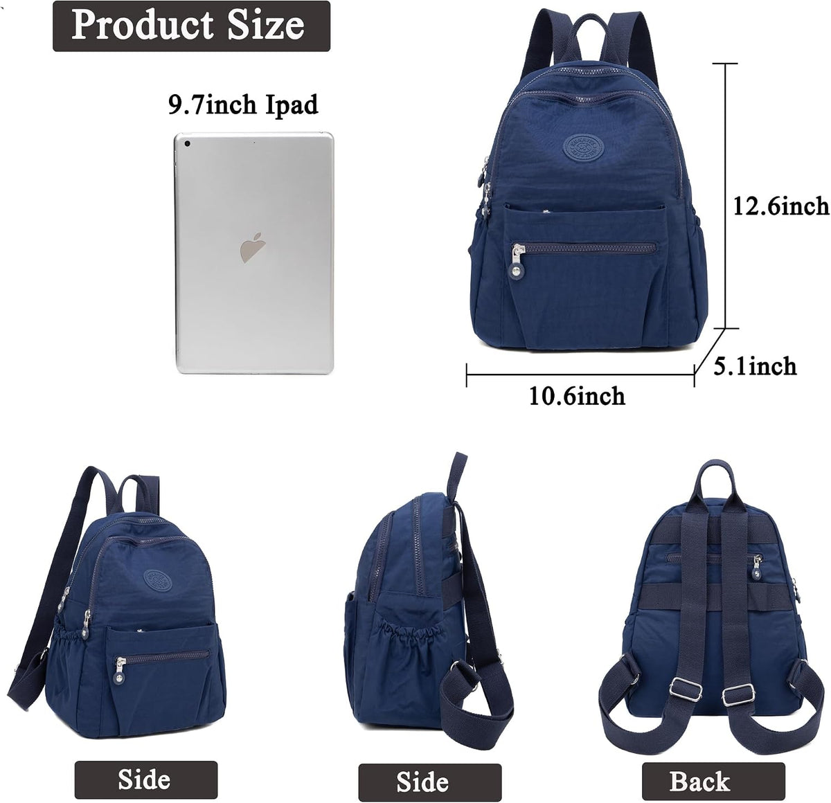 Pealwel Mini Backpack Purse for Women,Small Nylon backpacks for Ladies Backpacks Women Anti Theft Travel Bag (Dark Blue)