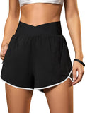 Blooming Jelly Women's Athletic Running Shorts Crossover Gym Workout Shorts