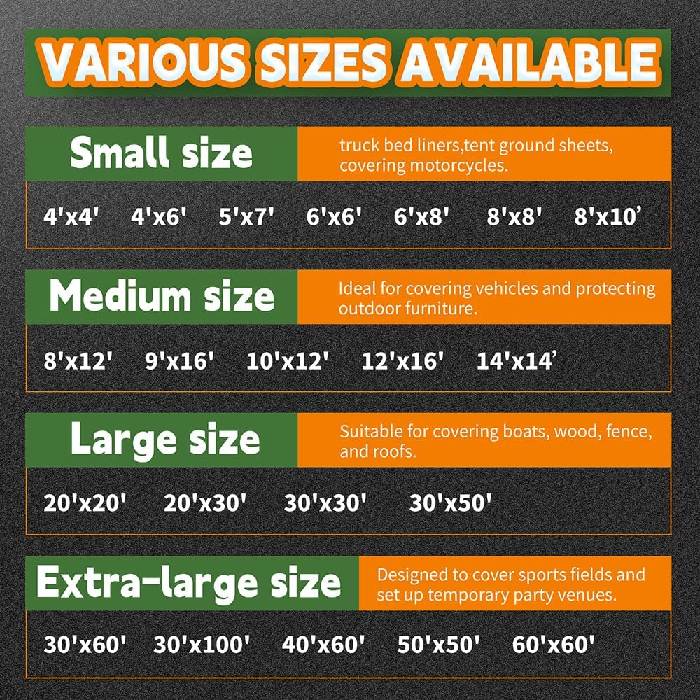 RAINDEWAY Black Tarp 9x16 Feet 8 Mil Multipurpose Waterproof Tarps