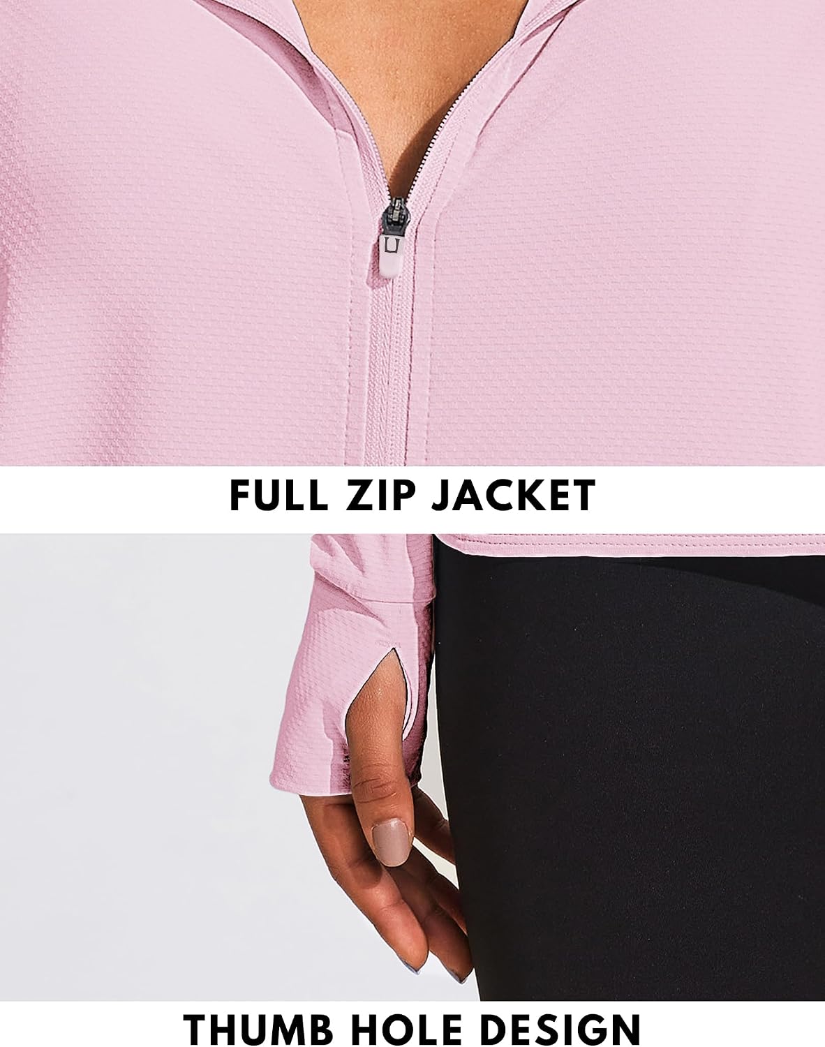 COOrun Women's UPF 50+ Jackets Sun Protection Golf Athletic Jackets Lightweight Full Zip Long Sleeve Shirts with Pockets