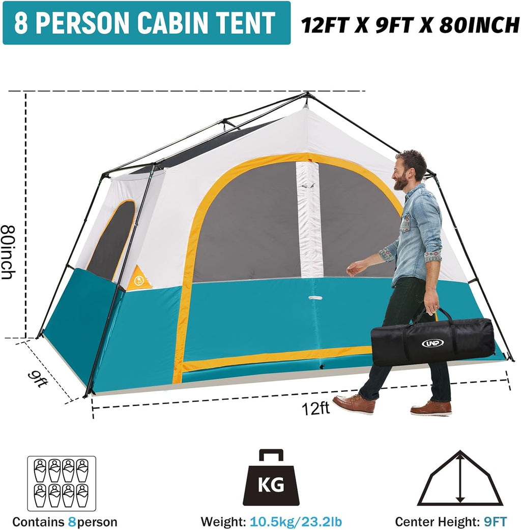 HIKERGARDEN 6-8 Person Tent for Camping Family Outdoor Cabin Tent