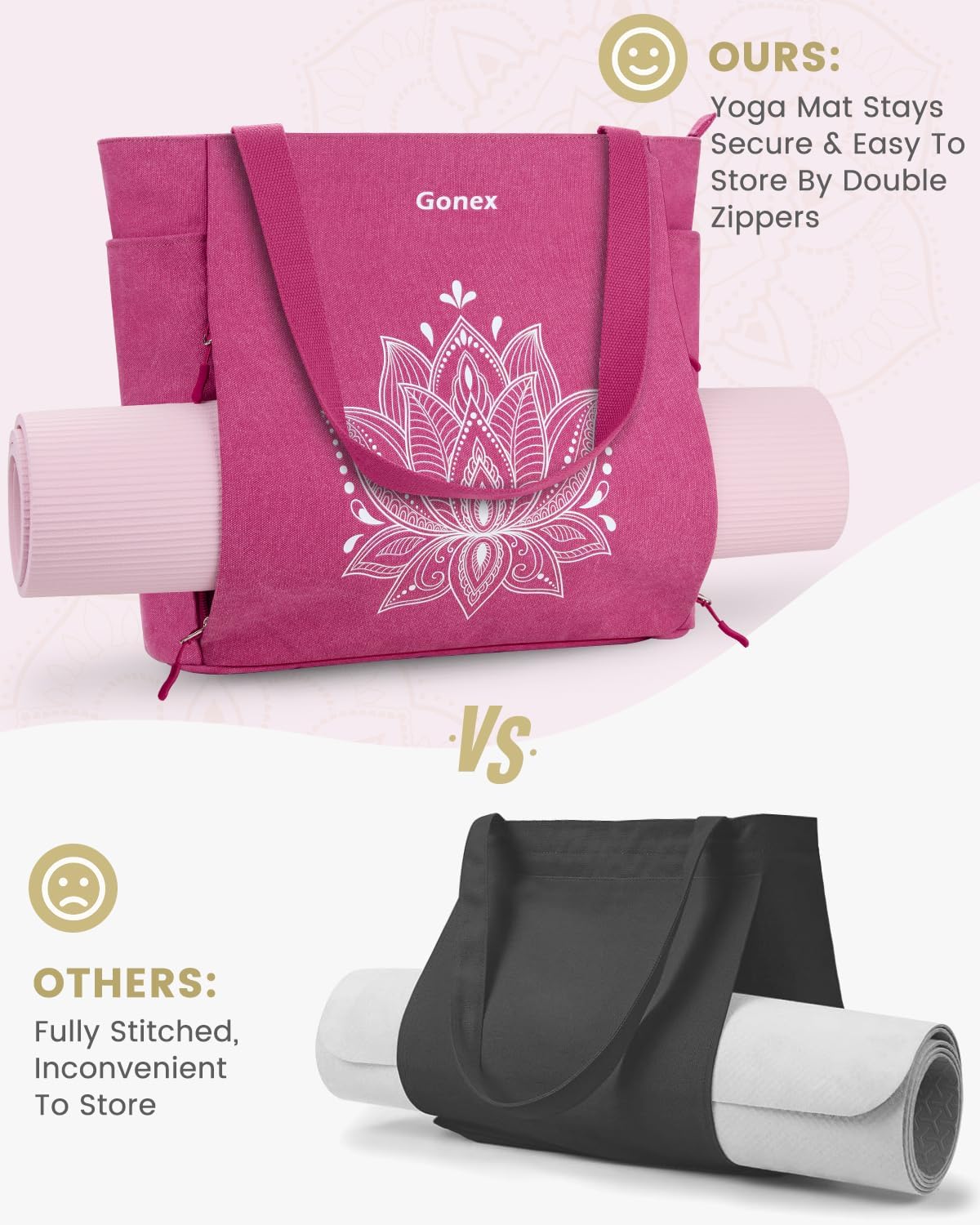 Gonex Yoga Mat Bag with Zipper Mat Carrier Canvas Gym Tote