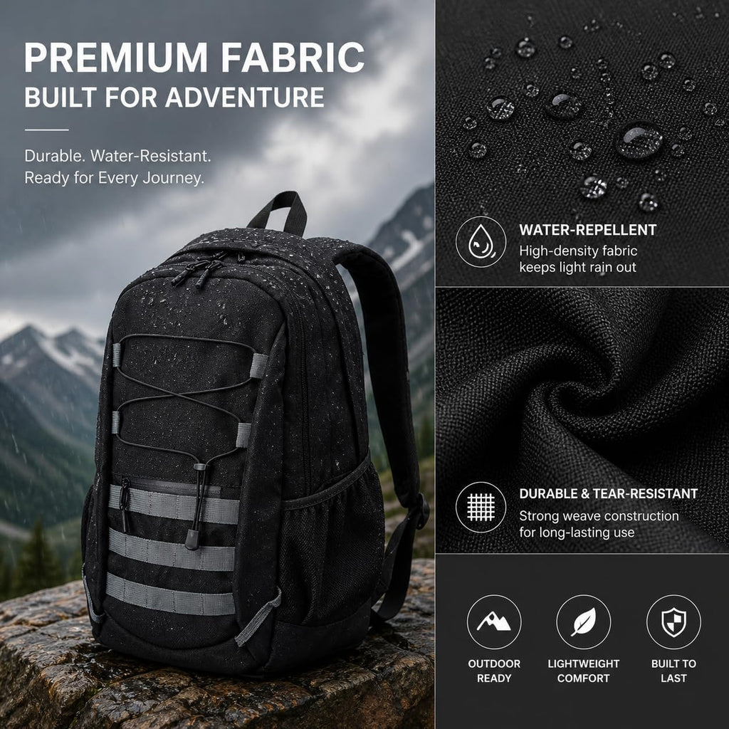 Hiking Travel Backpacks Men and Women, Lightweight Waterproof Laptop Backpack Outdoor Camping Backpack Hiking Daypack for Travel, Trekking, Work 26L (Black)