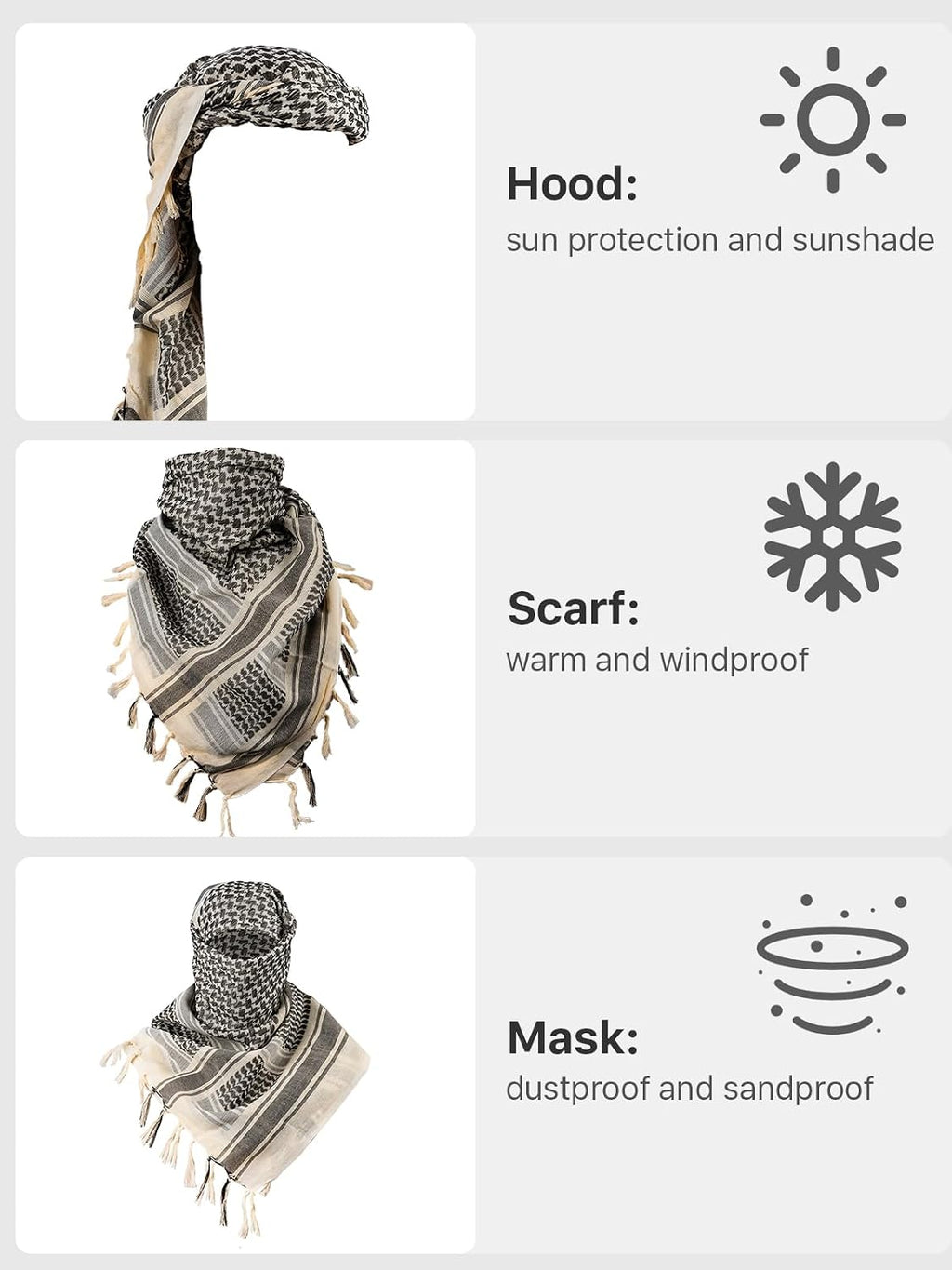 FREE SOLDIER Shemagh Keffiyeh Scarf for Men