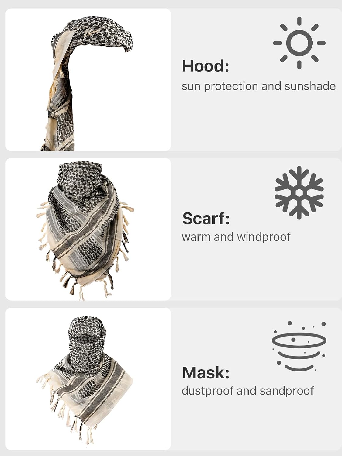 FREE SOLDIER Shemagh Keffiyeh Scarf for Men